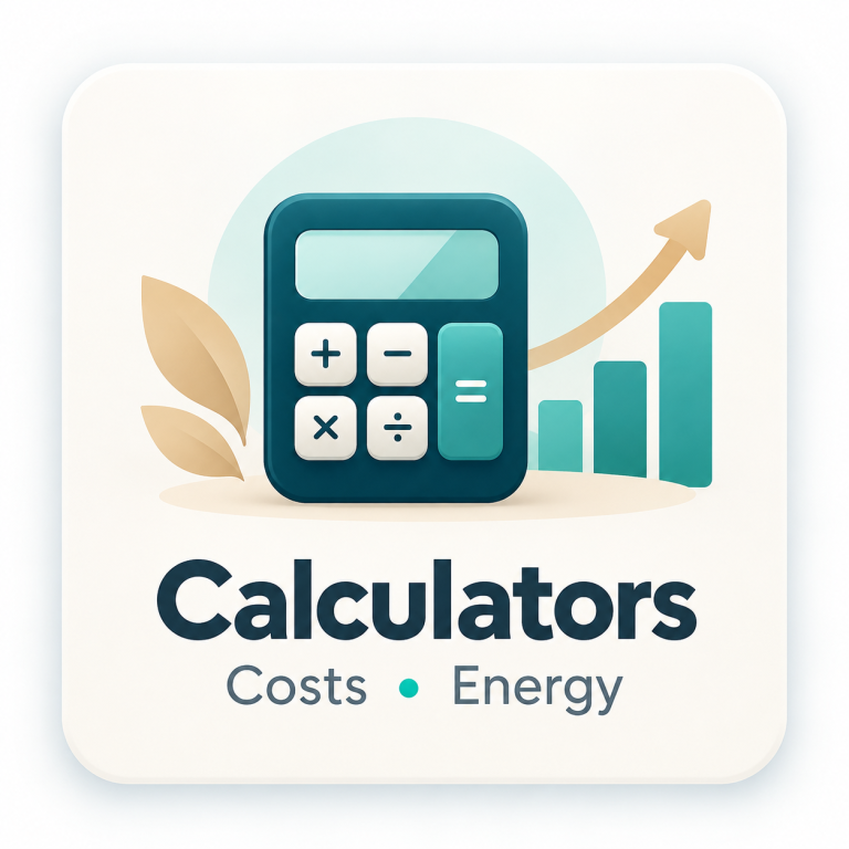 Calculator with cost and energy chart for practical online calculators