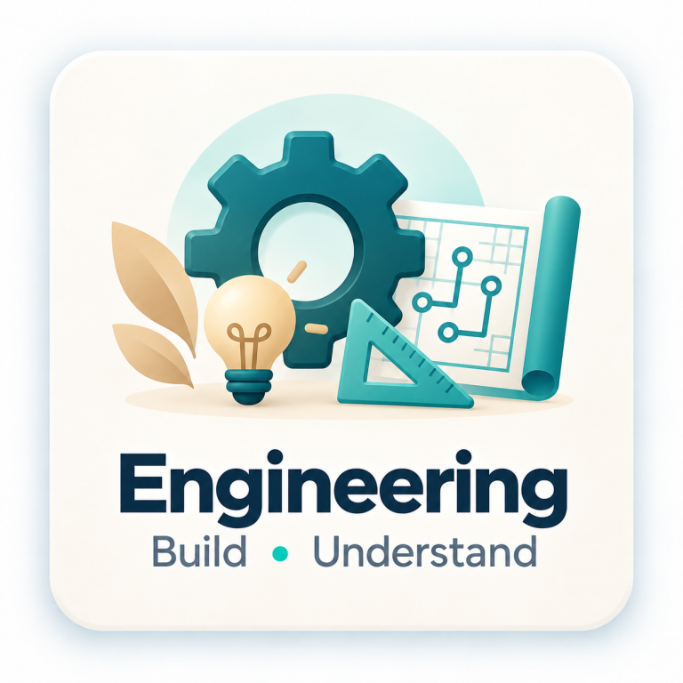 Engineering gear, blueprint, set square and light bulb